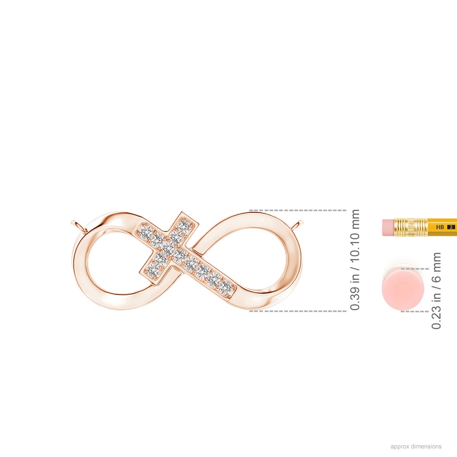 1.2mm IJI1I2 Pave-Set Diamond Sideways Infinity Cross Pendant in Rose Gold ruler