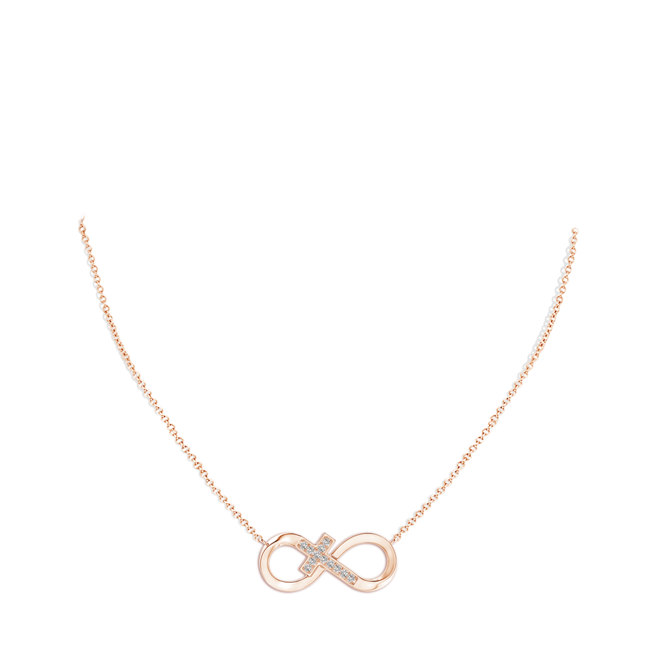 1.2mm IJI1I2 Pave-Set Diamond Sideways Infinity Cross Pendant in Rose Gold pen