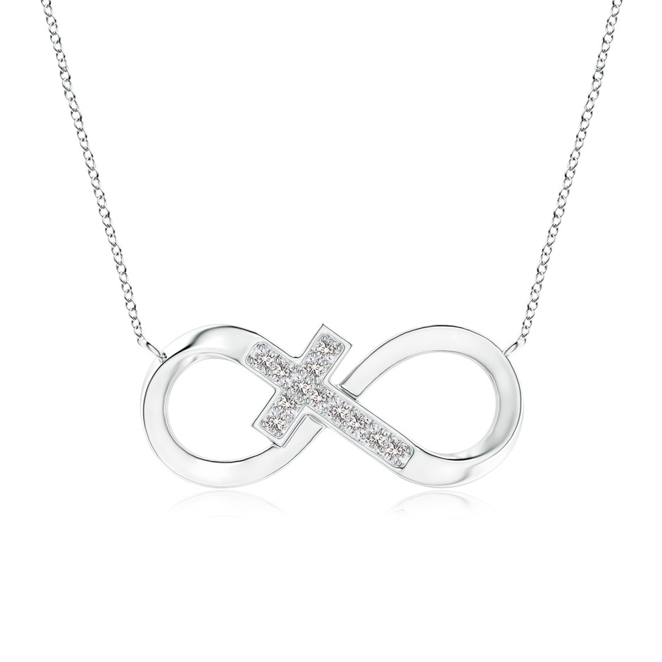 1.2mm IJI1I2 Pave-Set Diamond Sideways Infinity Cross Pendant in White Gold 
