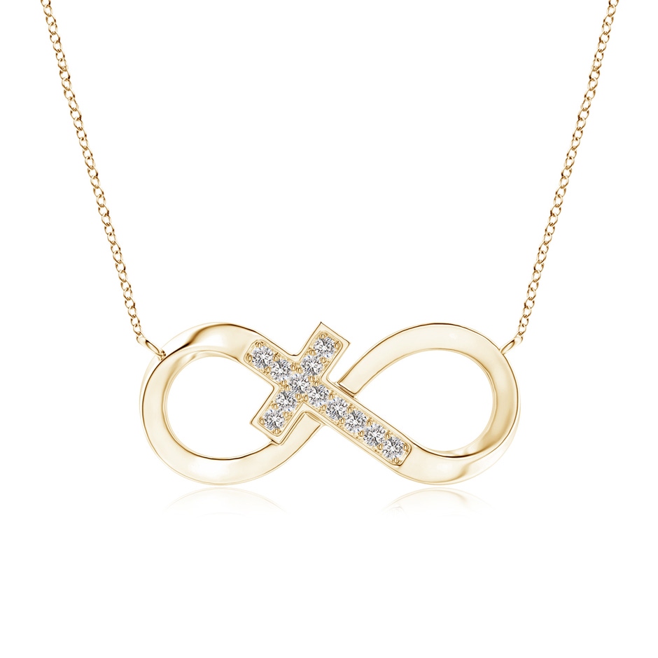1.2mm IJI1I2 Pave-Set Diamond Sideways Infinity Cross Pendant in Yellow Gold 