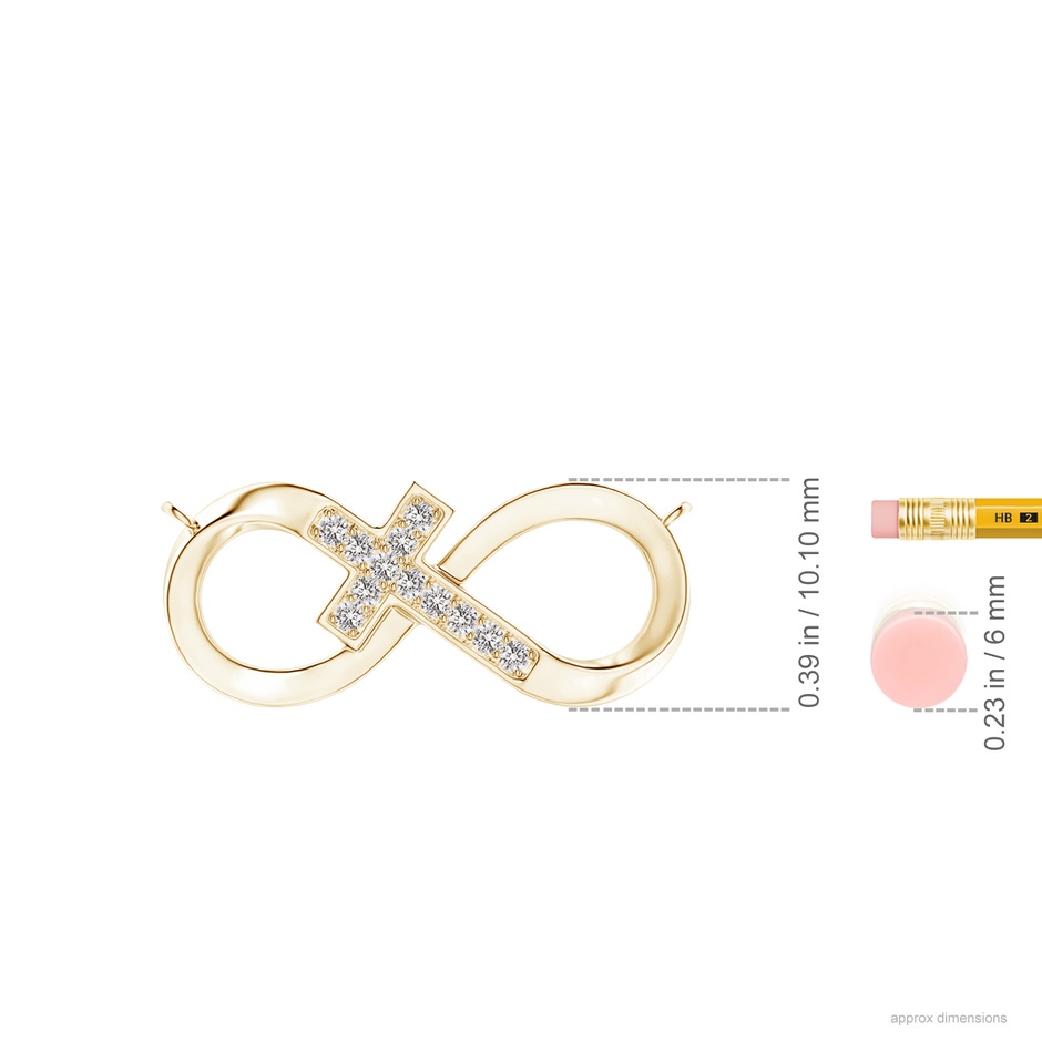 1.2mm IJI1I2 Pave-Set Diamond Sideways Infinity Cross Pendant in Yellow Gold ruler