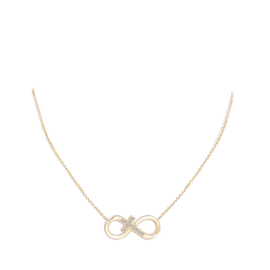 1.2mm IJI1I2 Pave-Set Diamond Sideways Infinity Cross Pendant in Yellow Gold pen
