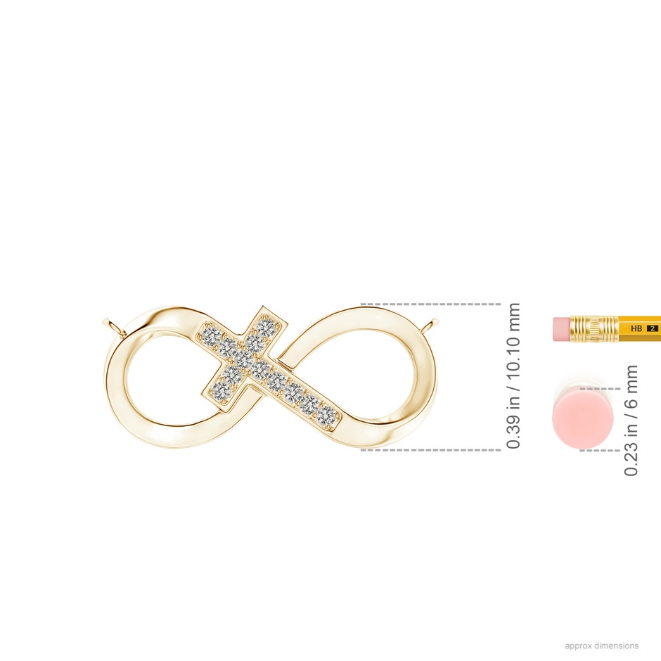 1.2mm KI3 Pave-Set Diamond Sideways Infinity Cross Pendant in 9K Yellow Gold ruler