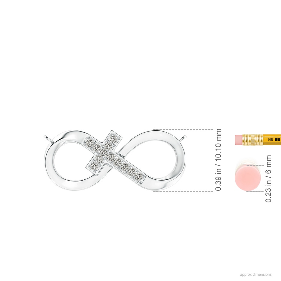 1.2mm KI3 Pave-Set Diamond Sideways Infinity Cross Pendant in P950 Platinum ruler