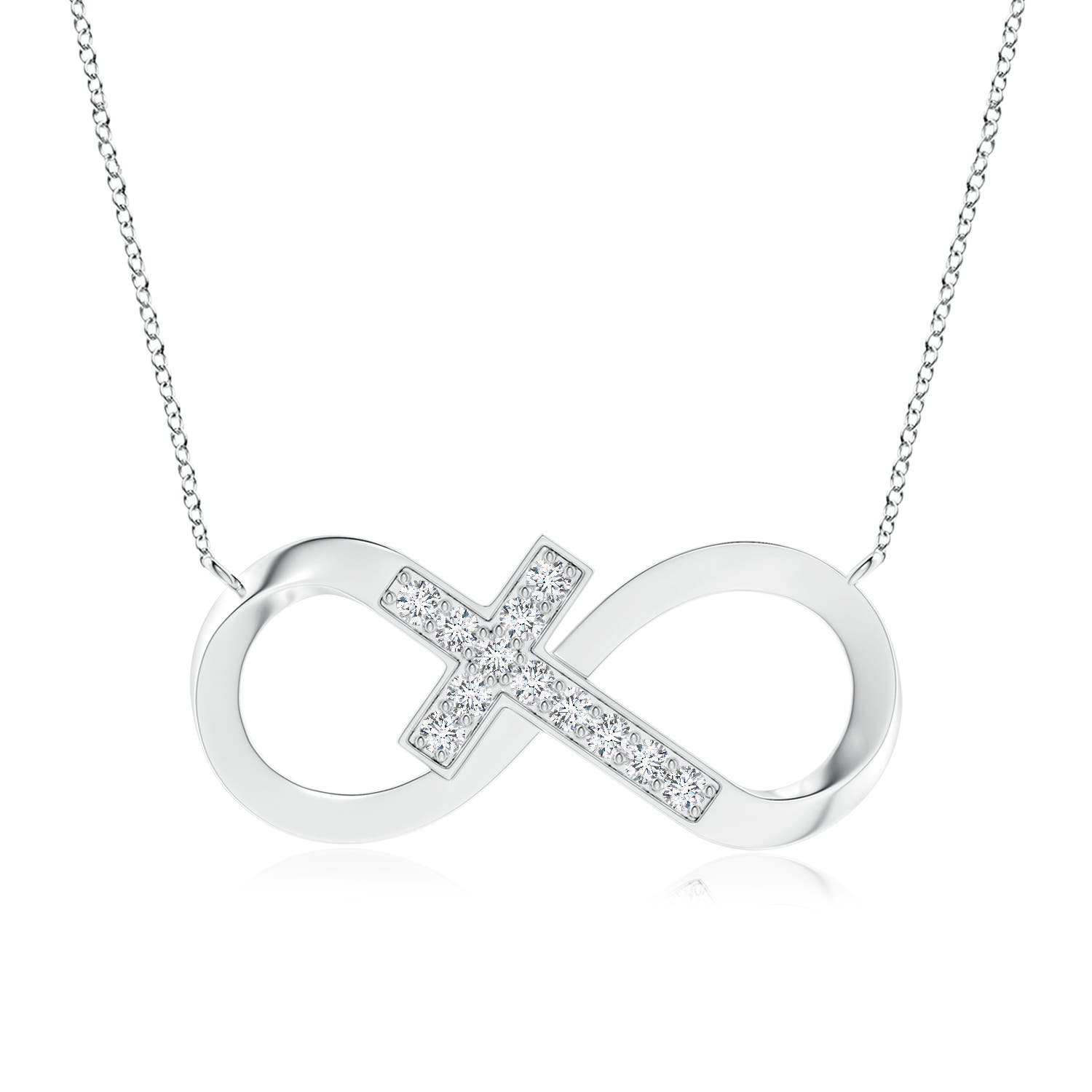 2.2mm GVS2 Pave-Set Diamond Sideways Infinity Cross Pendant in P950 Platinum