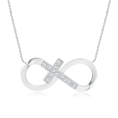 2.2mm GVS2 Pave-Set Diamond Sideways Infinity Cross Pendant in White Gold