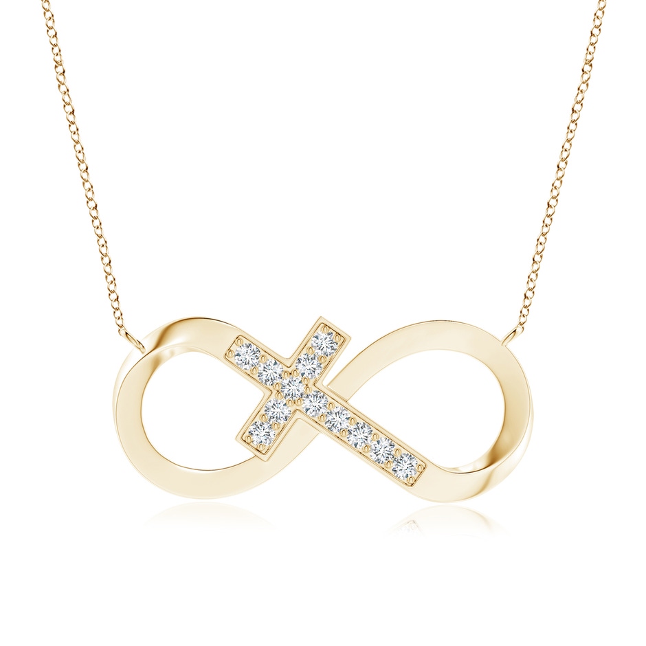 2.2mm GVS2 Pave-Set Diamond Sideways Infinity Cross Pendant in Yellow Gold 