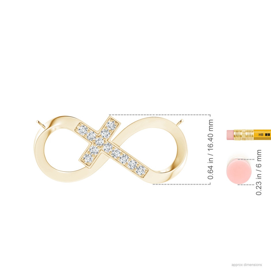 2.2mm GVS2 Pave-Set Diamond Sideways Infinity Cross Pendant in Yellow Gold ruler