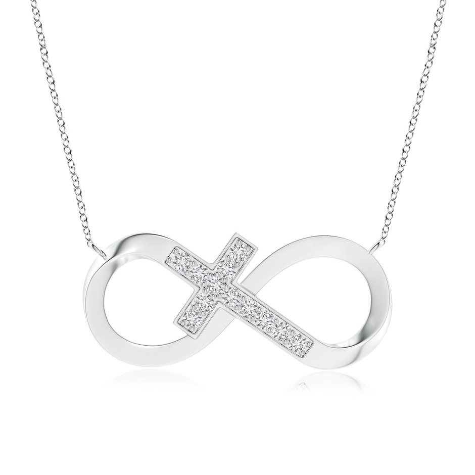 2.2mm HSI2 Pave-Set Diamond Sideways Infinity Cross Pendant in White Gold 