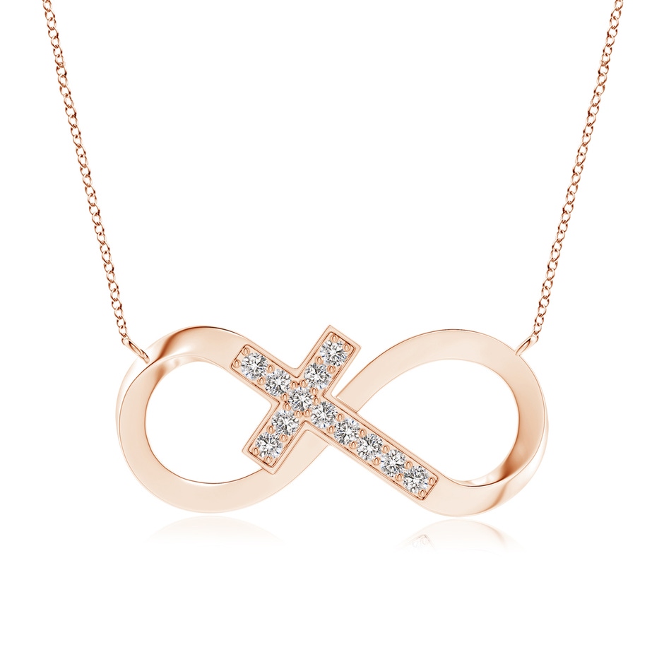 2.2mm IJI1I2 Pave-Set Diamond Sideways Infinity Cross Pendant in Rose Gold 