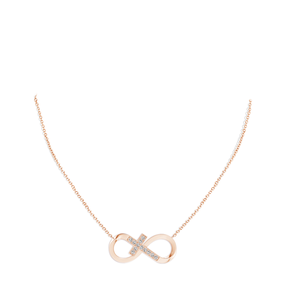 2.2mm IJI1I2 Pave-Set Diamond Sideways Infinity Cross Pendant in Rose Gold pen