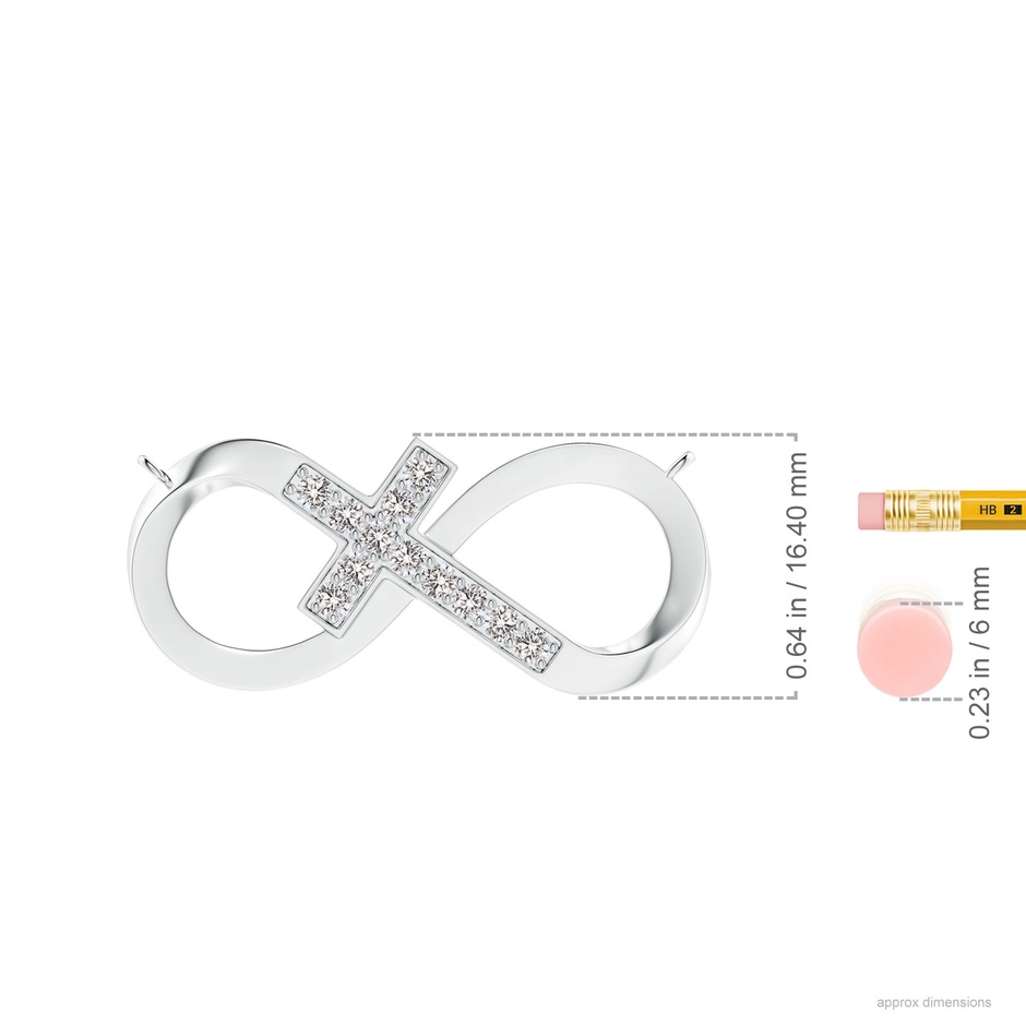 2.2mm IJI1I2 Pave-Set Diamond Sideways Infinity Cross Pendant in White Gold ruler