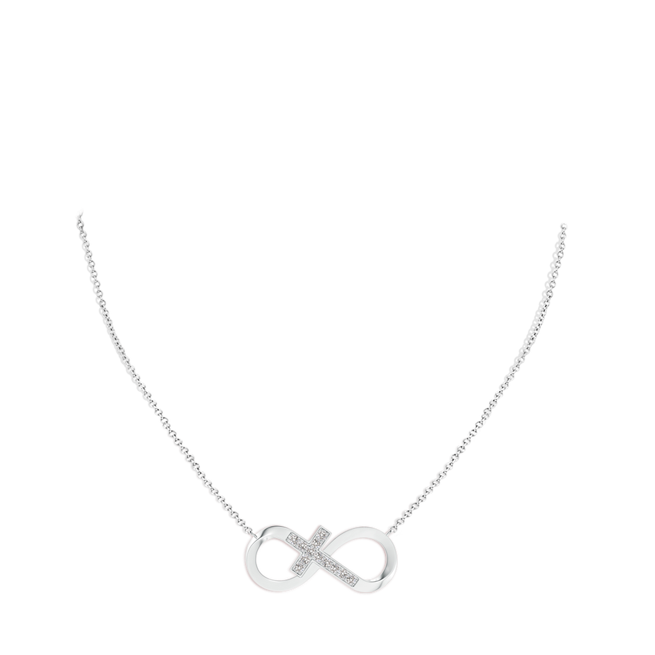 2.2mm IJI1I2 Pave-Set Diamond Sideways Infinity Cross Pendant in White Gold pen