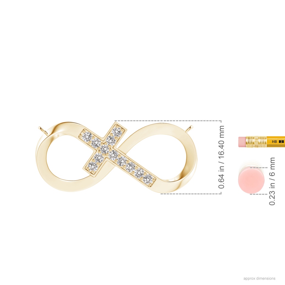 2.2mm IJI1I2 Pave-Set Diamond Sideways Infinity Cross Pendant in Yellow Gold ruler