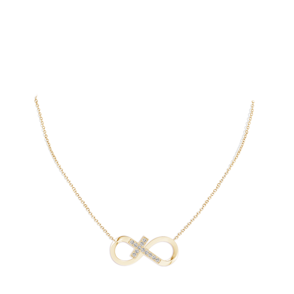 2.2mm IJI1I2 Pave-Set Diamond Sideways Infinity Cross Pendant in Yellow Gold pen
