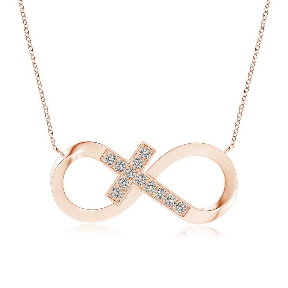 2.2mm KI3 Pave-Set Diamond Sideways Infinity Cross Pendant in Rose Gold 