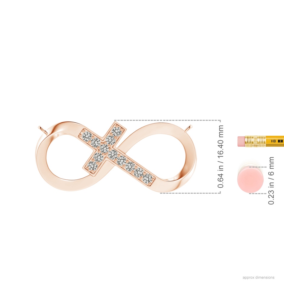 2.2mm KI3 Pave-Set Diamond Sideways Infinity Cross Pendant in Rose Gold ruler