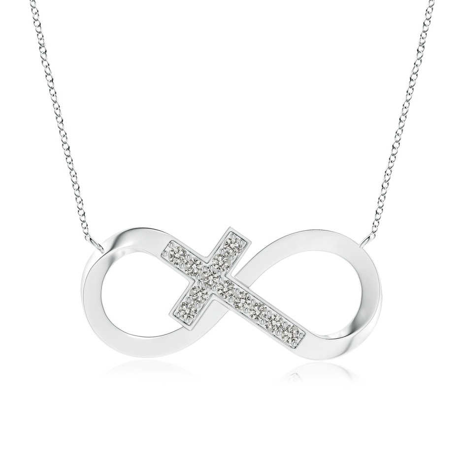 2.2mm KI3 Pave-Set Diamond Sideways Infinity Cross Pendant in White Gold 