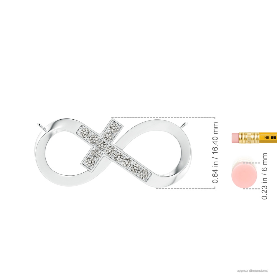 2.2mm KI3 Pave-Set Diamond Sideways Infinity Cross Pendant in White Gold ruler