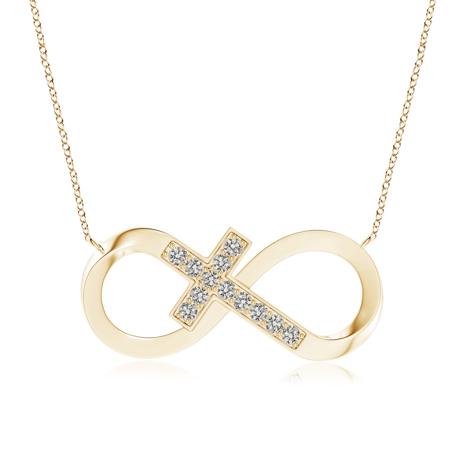2.2mm KI3 Pave-Set Diamond Sideways Infinity Cross Pendant in Yellow Gold 