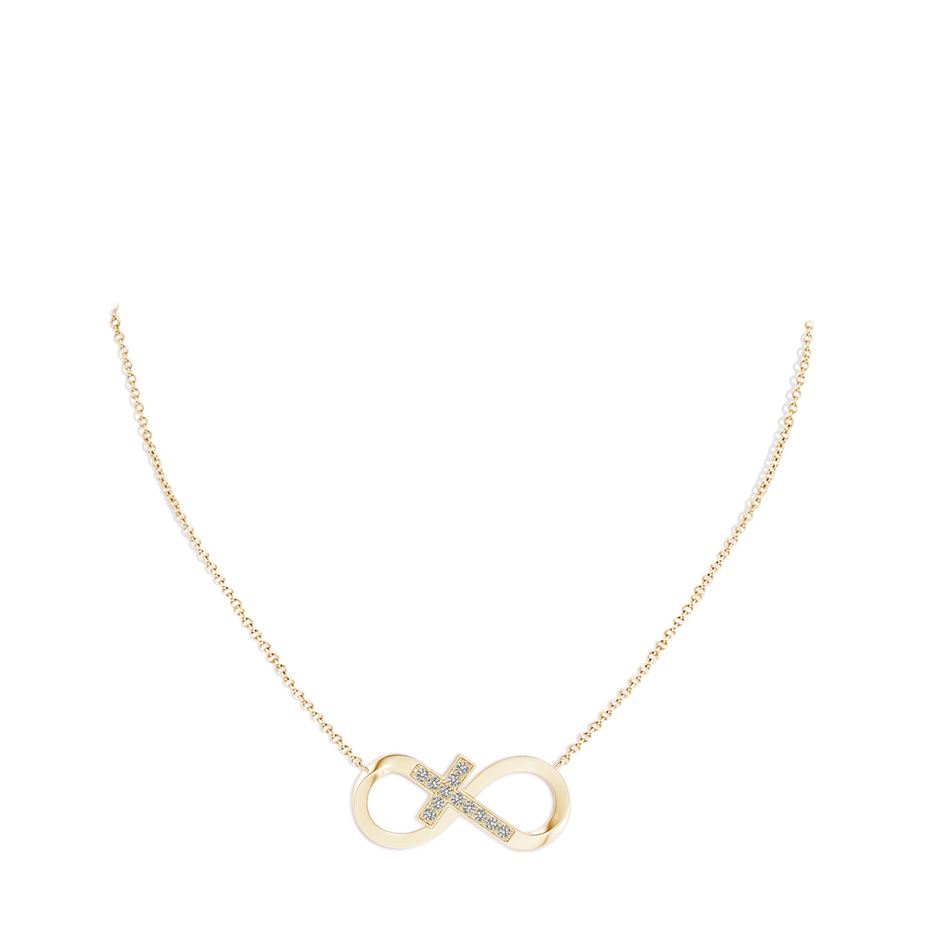 2.2mm KI3 Pave-Set Diamond Sideways Infinity Cross Pendant in Yellow Gold pen
