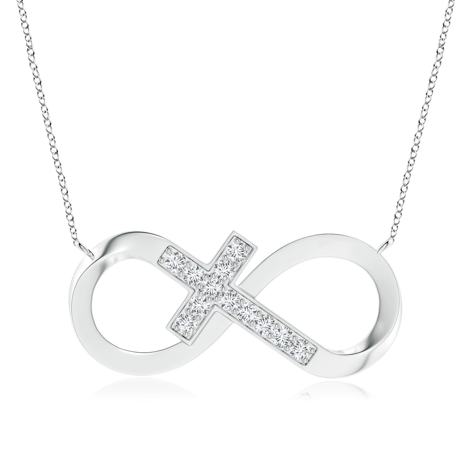 2.5mm GVS2 Pave-Set Diamond Sideways Infinity Cross Pendant in P950 Platinum