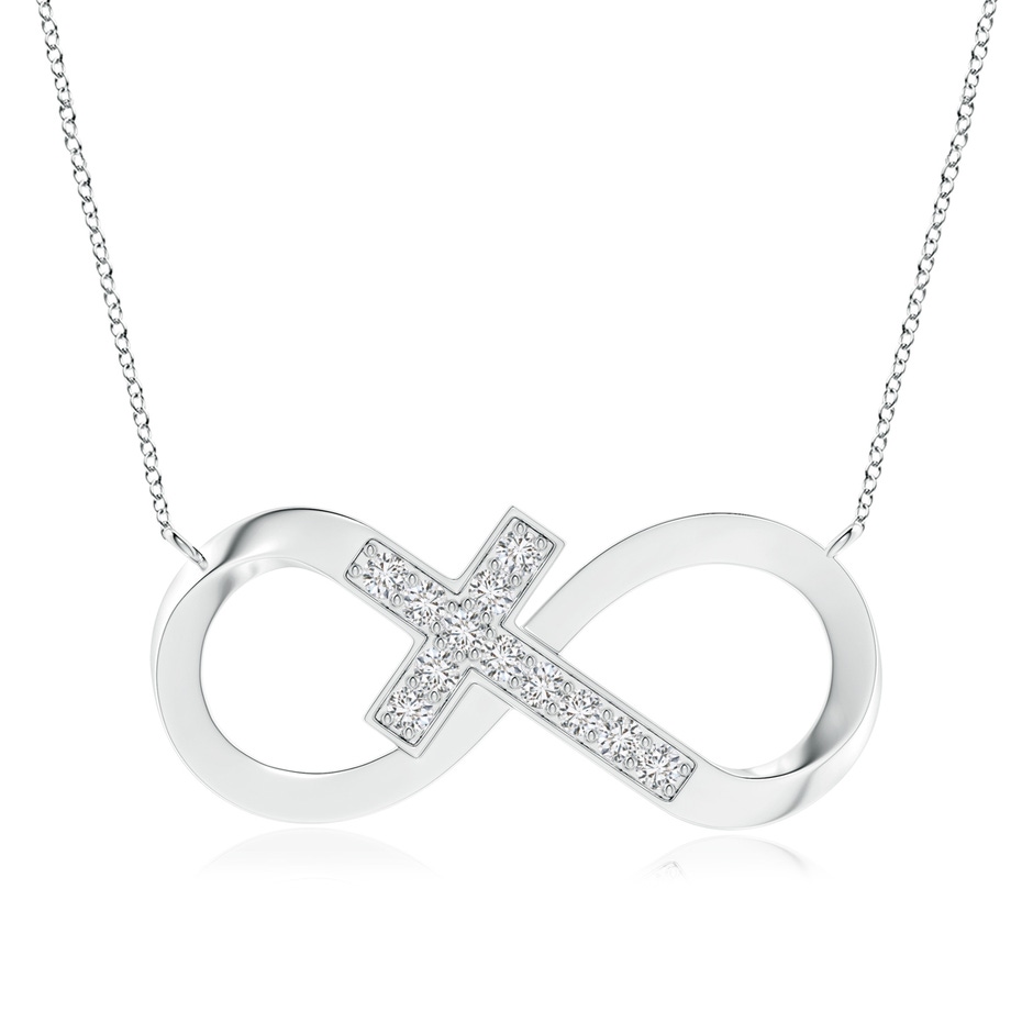 2.5mm HSI2 Pave-Set Diamond Sideways Infinity Cross Pendant in White Gold 