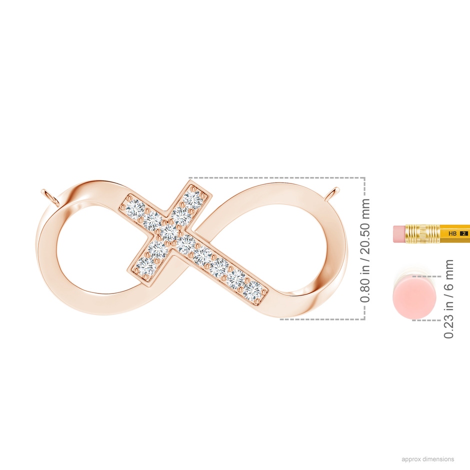 2.8mm GVS2 Pave-Set Diamond Sideways Infinity Cross Pendant in 18K Rose Gold ruler