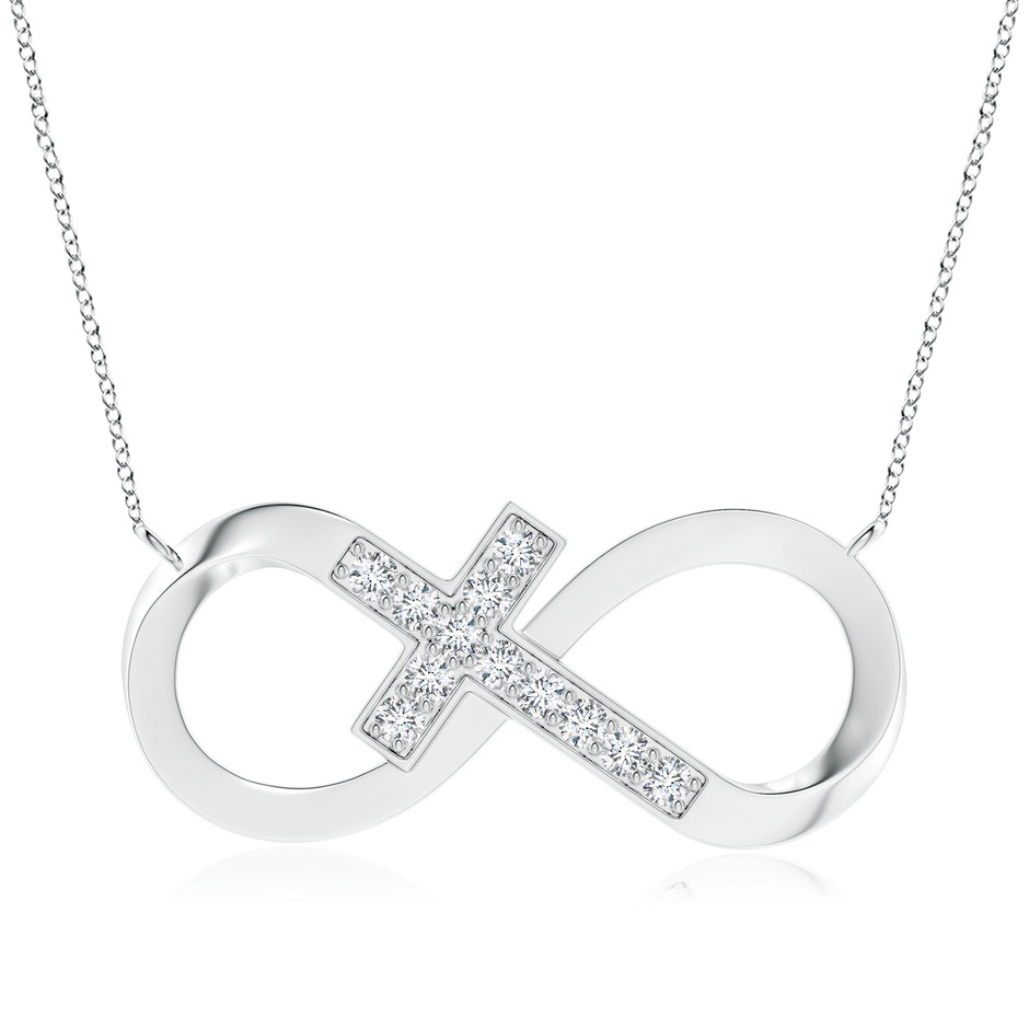 2.8mm GVS2 Pave-Set Diamond Sideways Infinity Cross Pendant in 18K White Gold 
