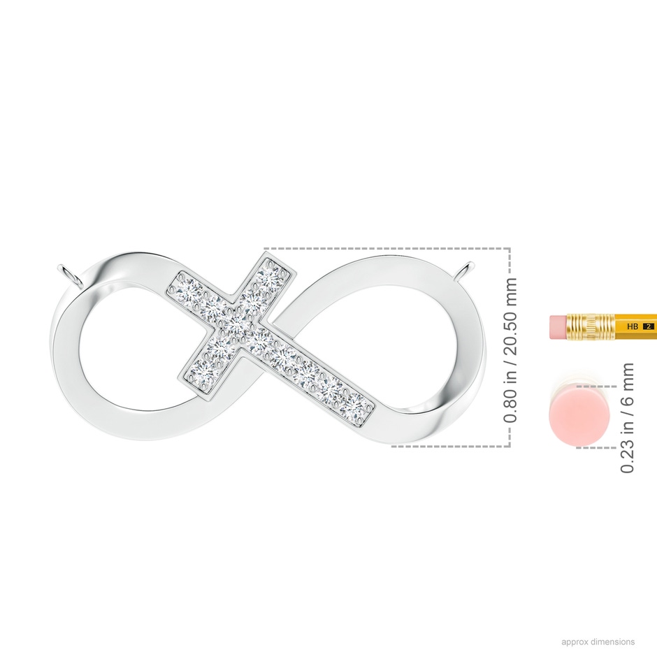 2.8mm GVS2 Pave-Set Diamond Sideways Infinity Cross Pendant in 18K White Gold ruler