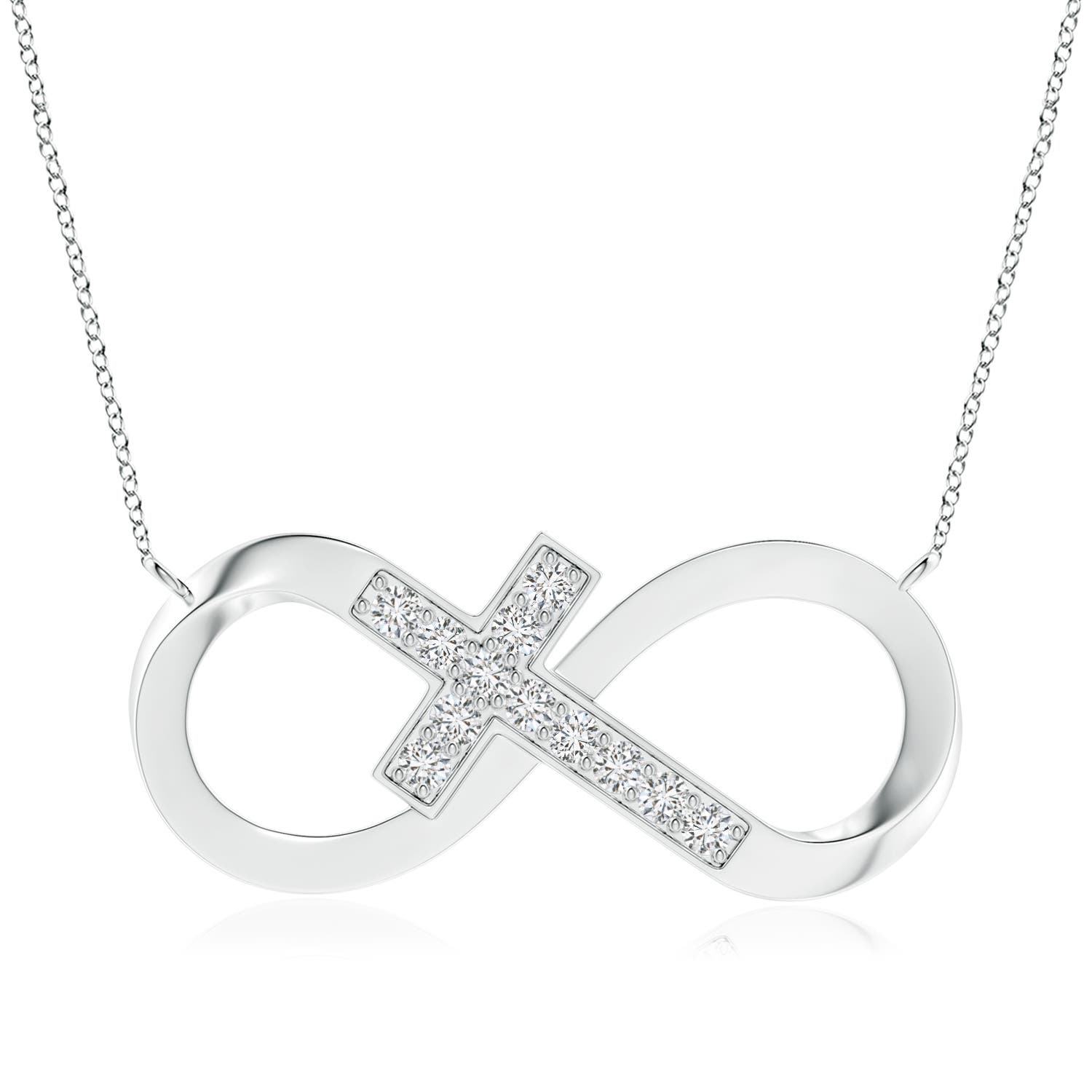 2.8mm HSI2 Pave-Set Diamond Sideways Infinity Cross Pendant in 18CT White Gold