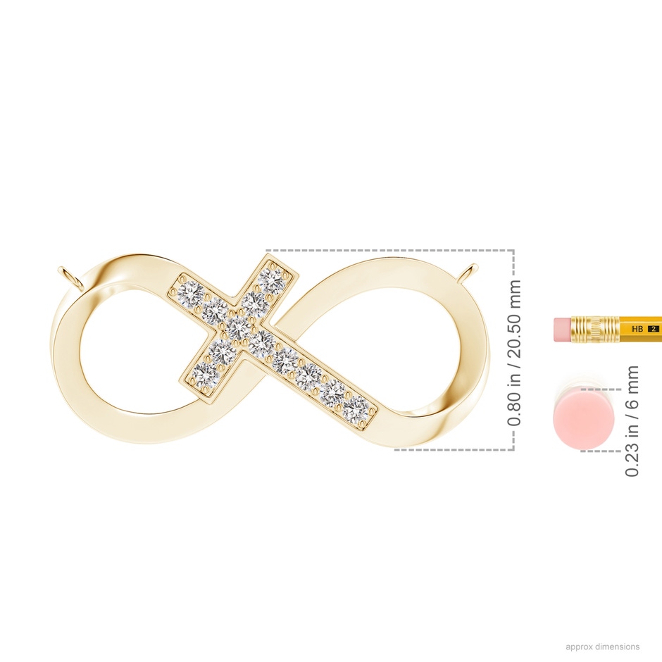 2.8mm IJI1I2 Pave-Set Diamond Sideways Infinity Cross Pendant in 18K Yellow Gold ruler