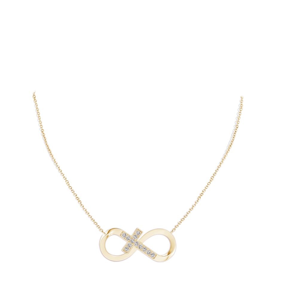 2.8mm IJI1I2 Pave-Set Diamond Sideways Infinity Cross Pendant in 18K Yellow Gold pen