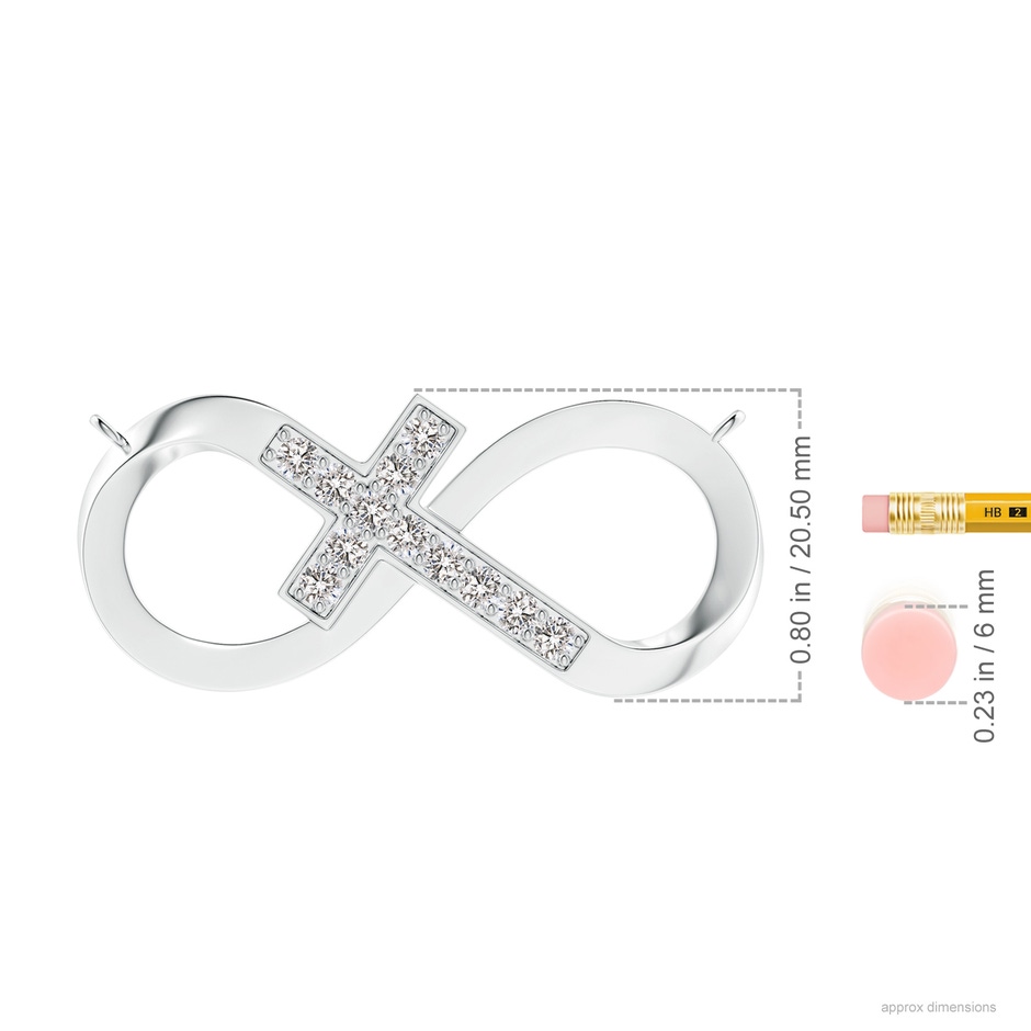 2.8mm IJI1I2 Pave-Set Diamond Sideways Infinity Cross Pendant in P950 Platinum ruler