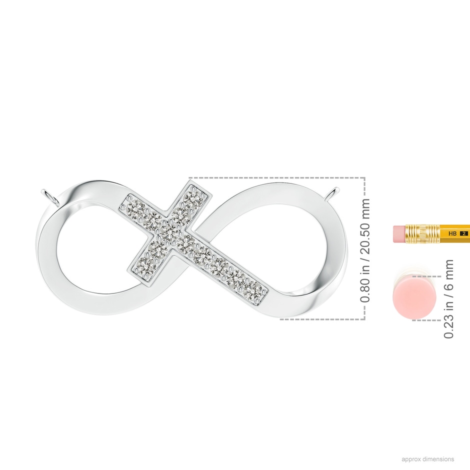 2.8mm KI3 Pave-Set Diamond Sideways Infinity Cross Pendant in 18K White Gold ruler