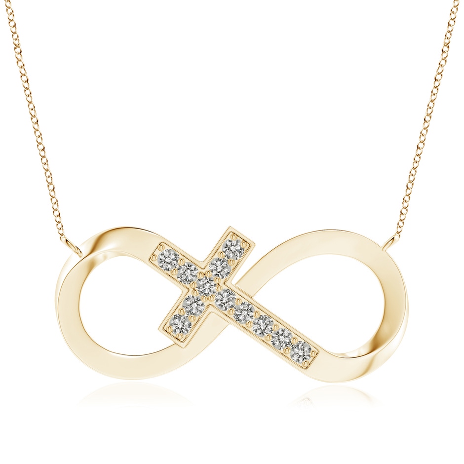 2.8mm KI3 Pave-Set Diamond Sideways Infinity Cross Pendant in Yellow Gold 
