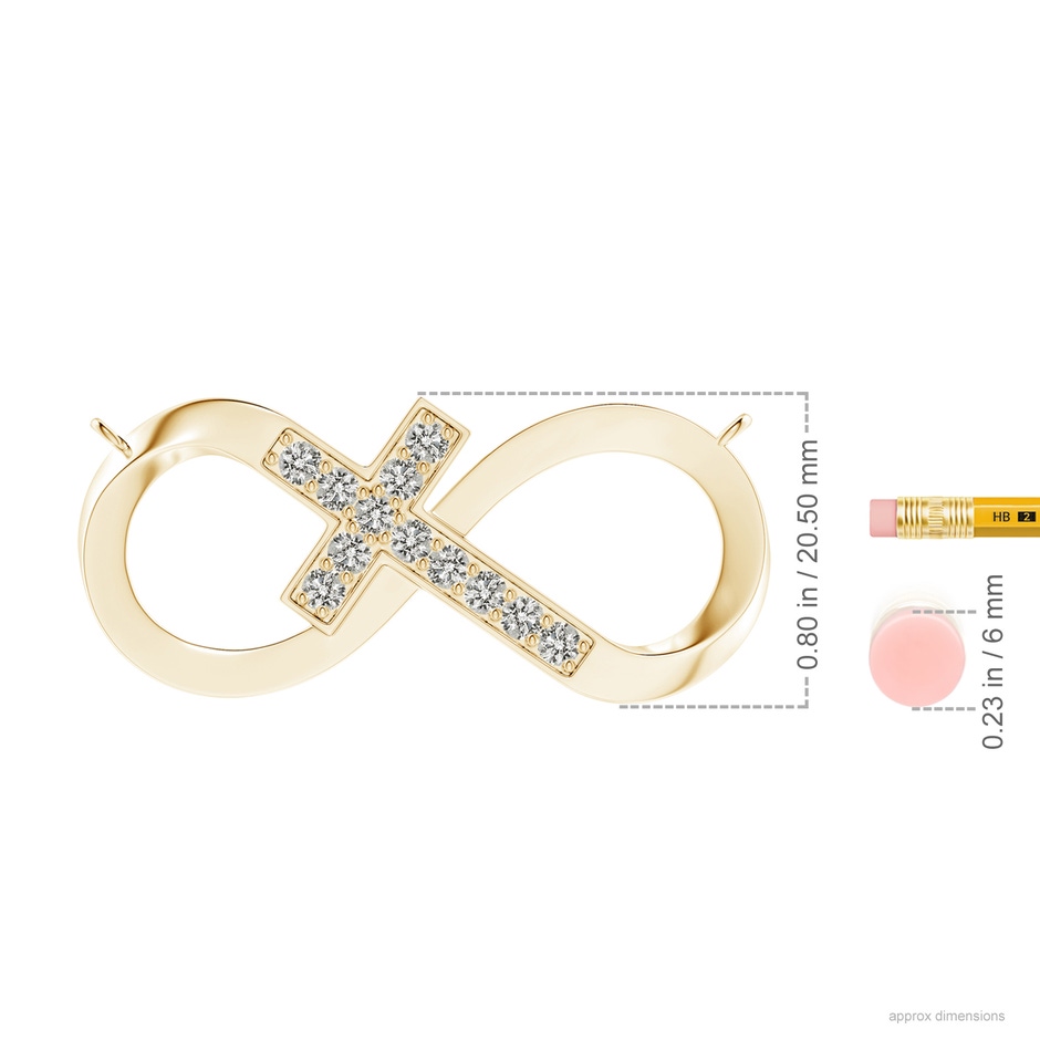 2.8mm KI3 Pave-Set Diamond Sideways Infinity Cross Pendant in Yellow Gold ruler