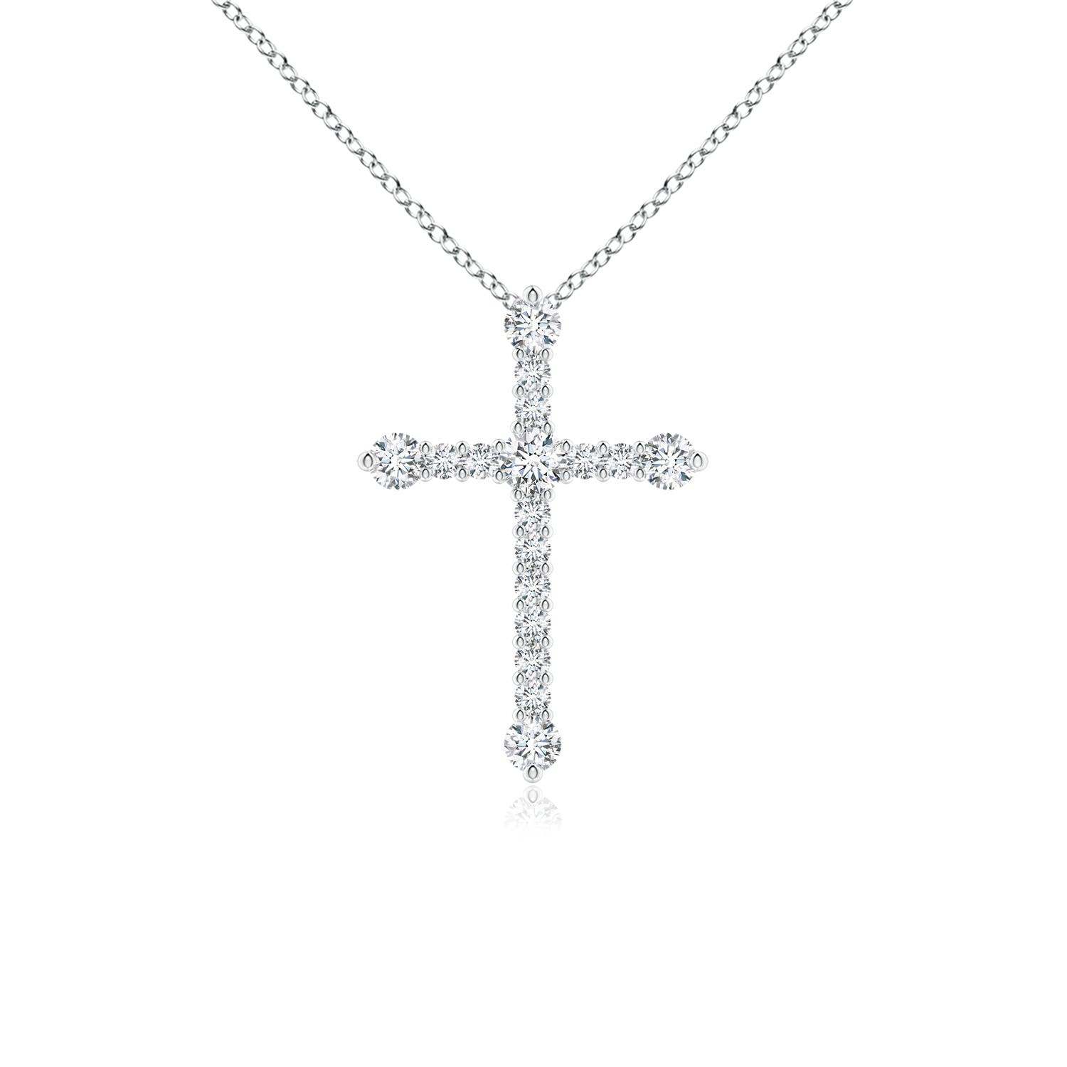 2.4mm GVS2 Prong-Set Diamond Budded Cross Pendant in 18CT White Gold