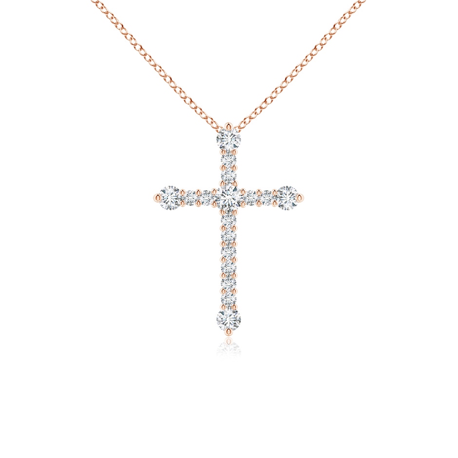 2.4mm GVS2 Prong-Set Diamond Budded Cross Pendant in Rose Gold 
