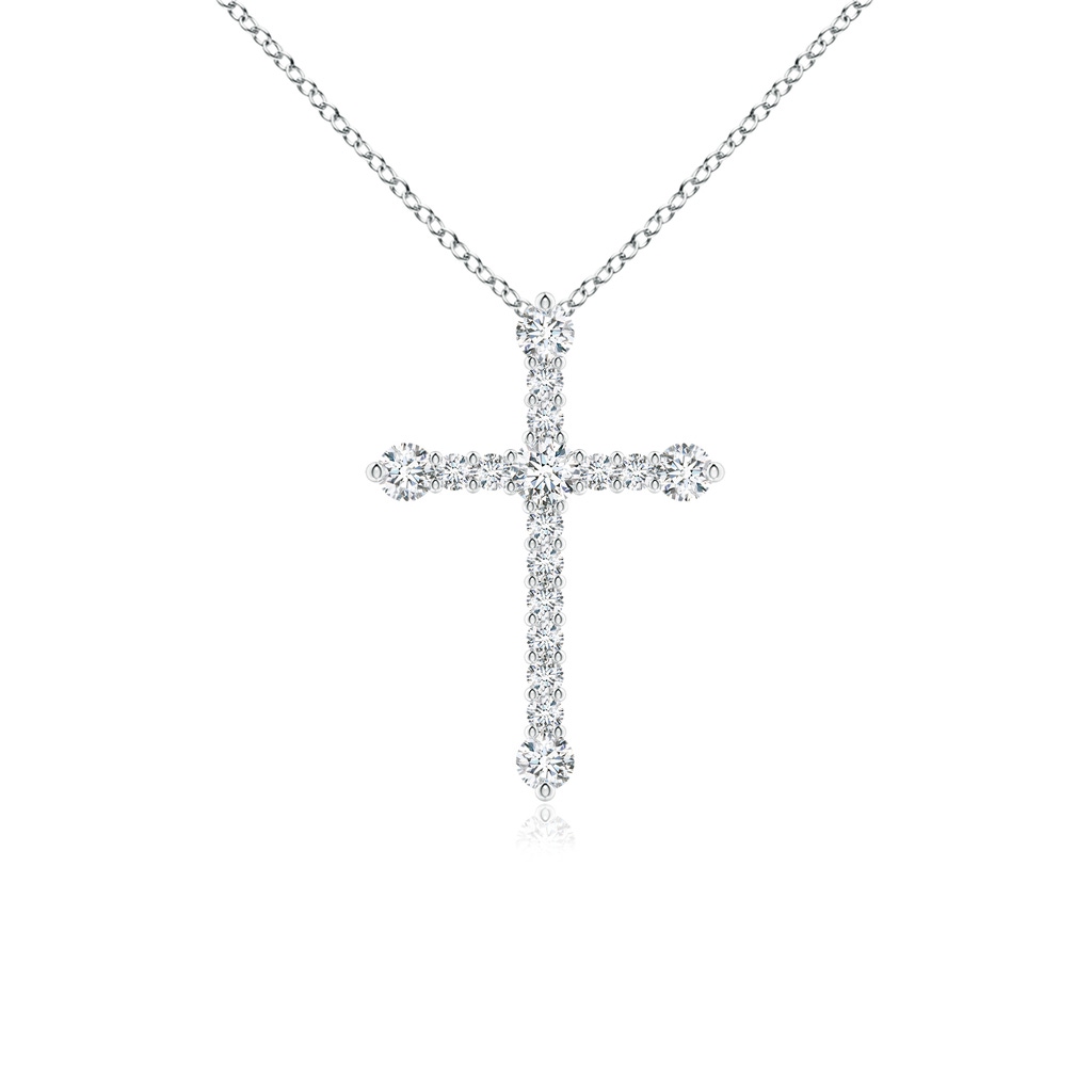 2.4mm GVS2 Prong-Set Diamond Budded Cross Pendant in White Gold