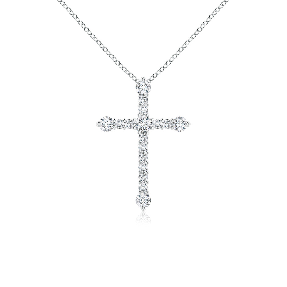 2.4mm GVS2 Prong-Set Diamond Budded Cross Pendant in White Gold 