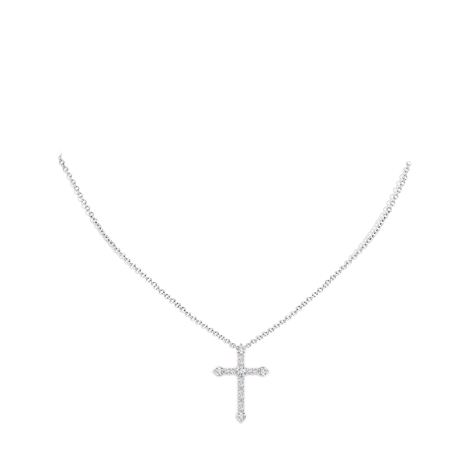 2.4mm GVS2 Prong-Set Diamond Budded Cross Pendant in White Gold pen