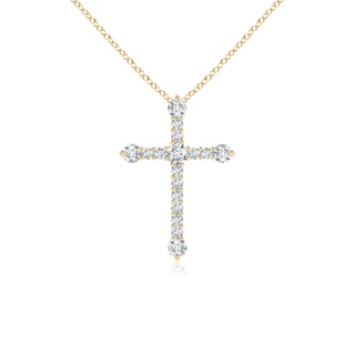 2.4mm GVS2 Prong-Set Diamond Budded Cross Pendant in Yellow Gold