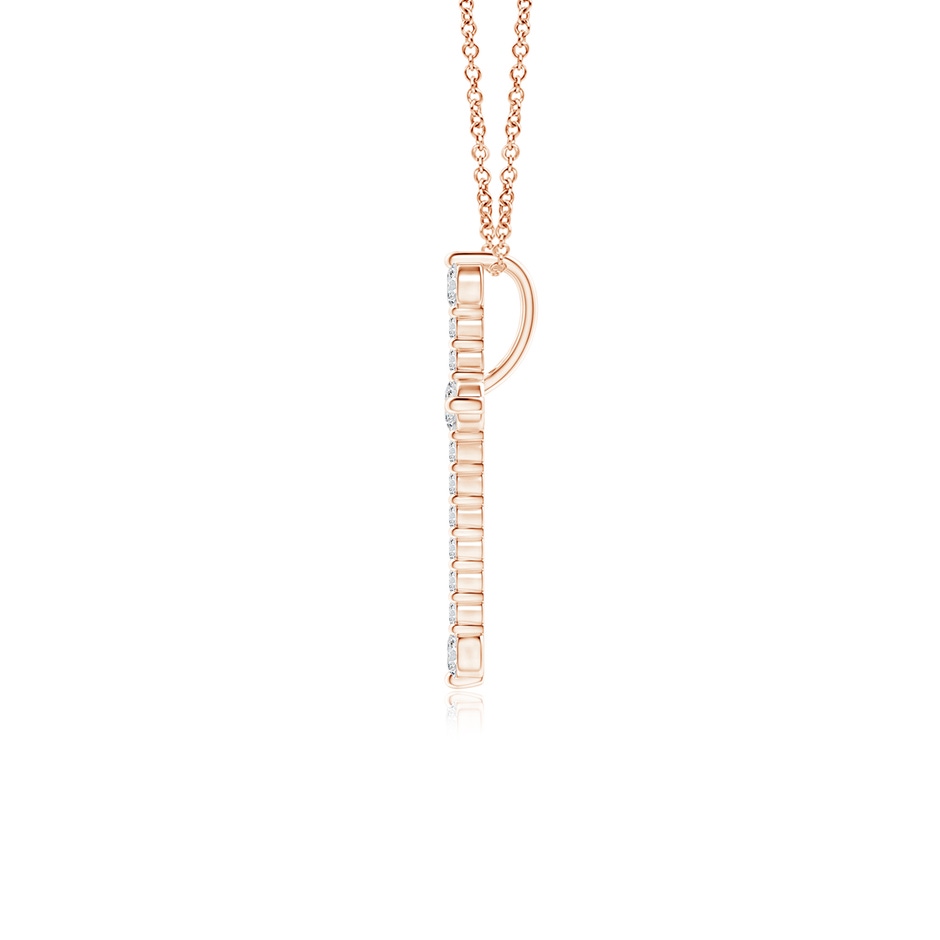 2.4mm HSI2 Prong-Set Diamond Budded Cross Pendant in Rose Gold side 199
