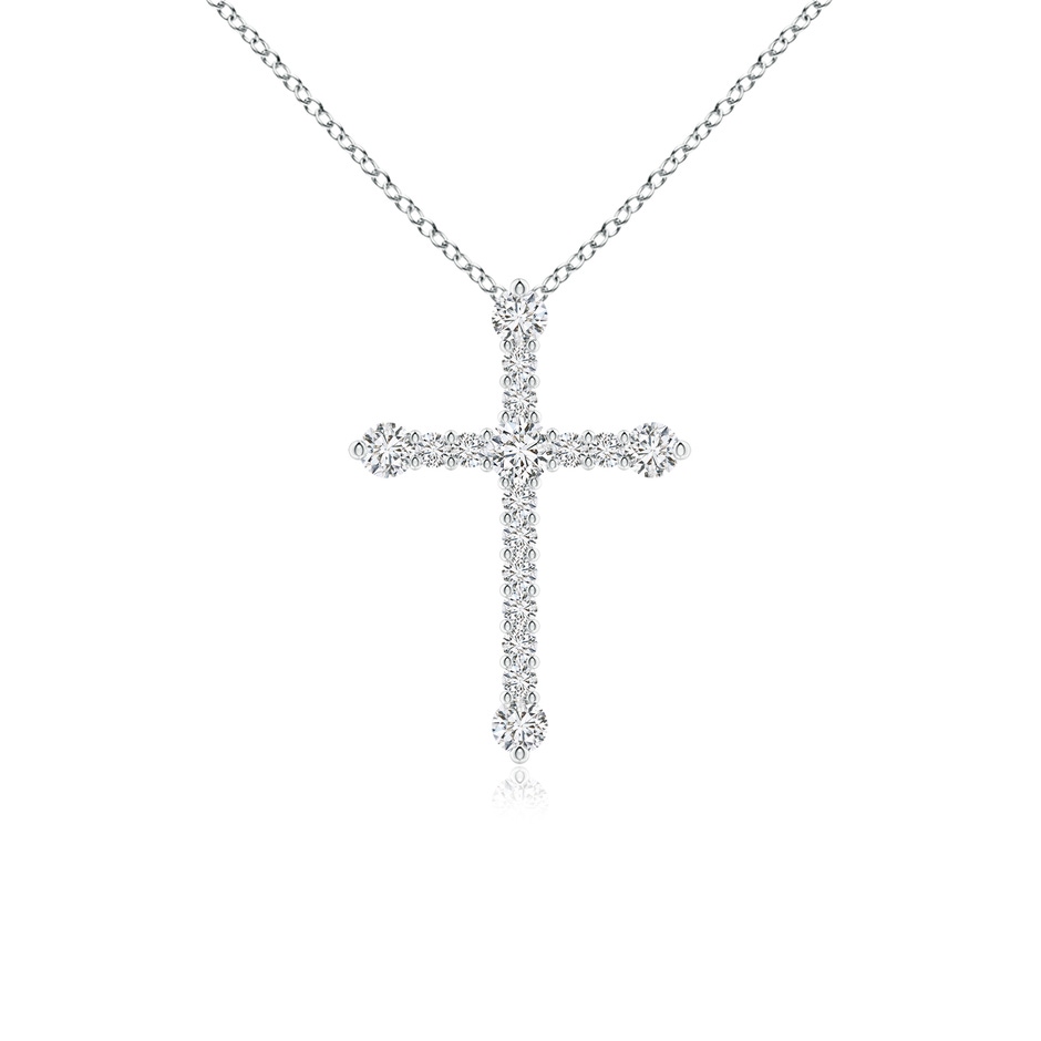 2.4mm HSI2 Prong-Set Diamond Budded Cross Pendant in White Gold 