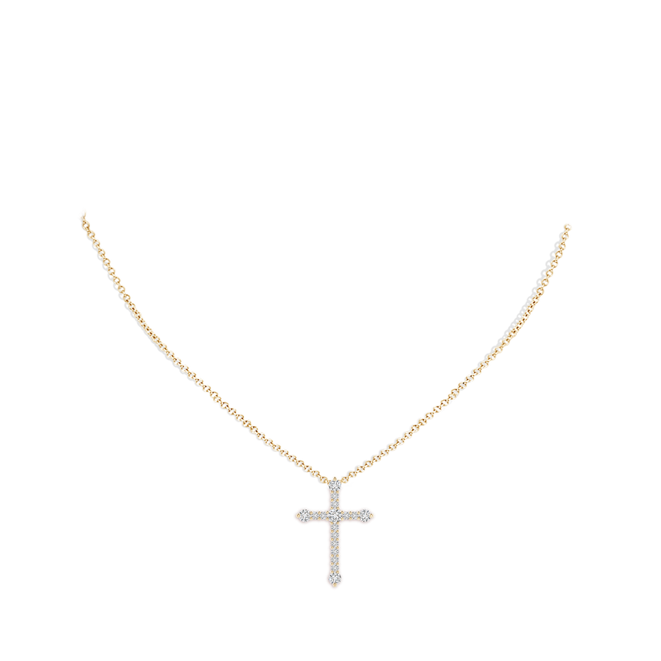 2.4mm HSI2 Prong-Set Diamond Budded Cross Pendant in Yellow Gold pen