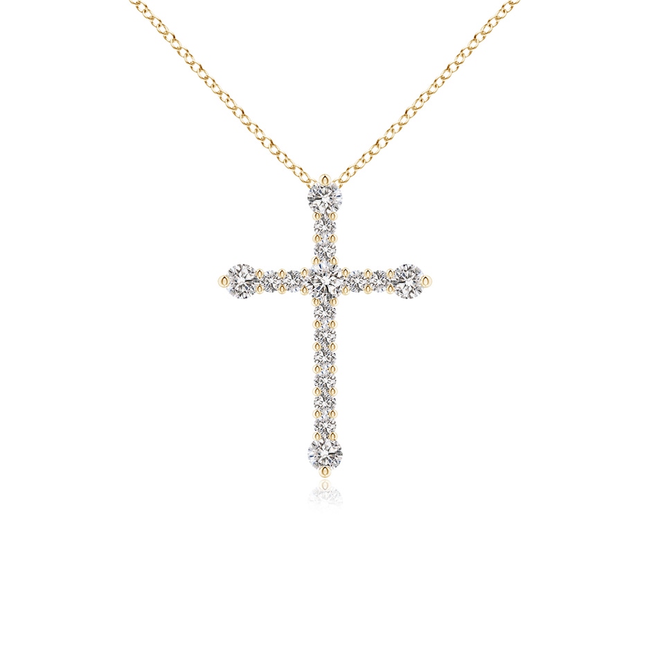 2.4mm IJI1I2 Prong-Set Diamond Budded Cross Pendant in 18K Yellow Gold 