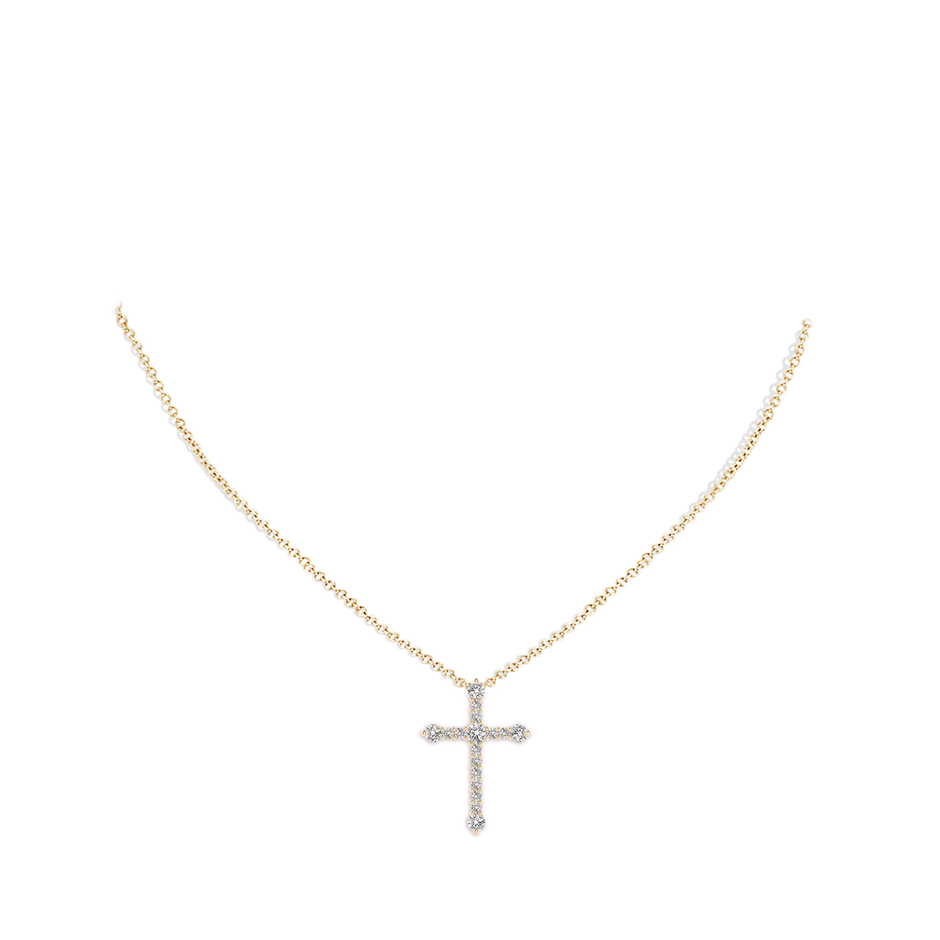 2.4mm IJI1I2 Prong-Set Diamond Budded Cross Pendant in 18K Yellow Gold pen