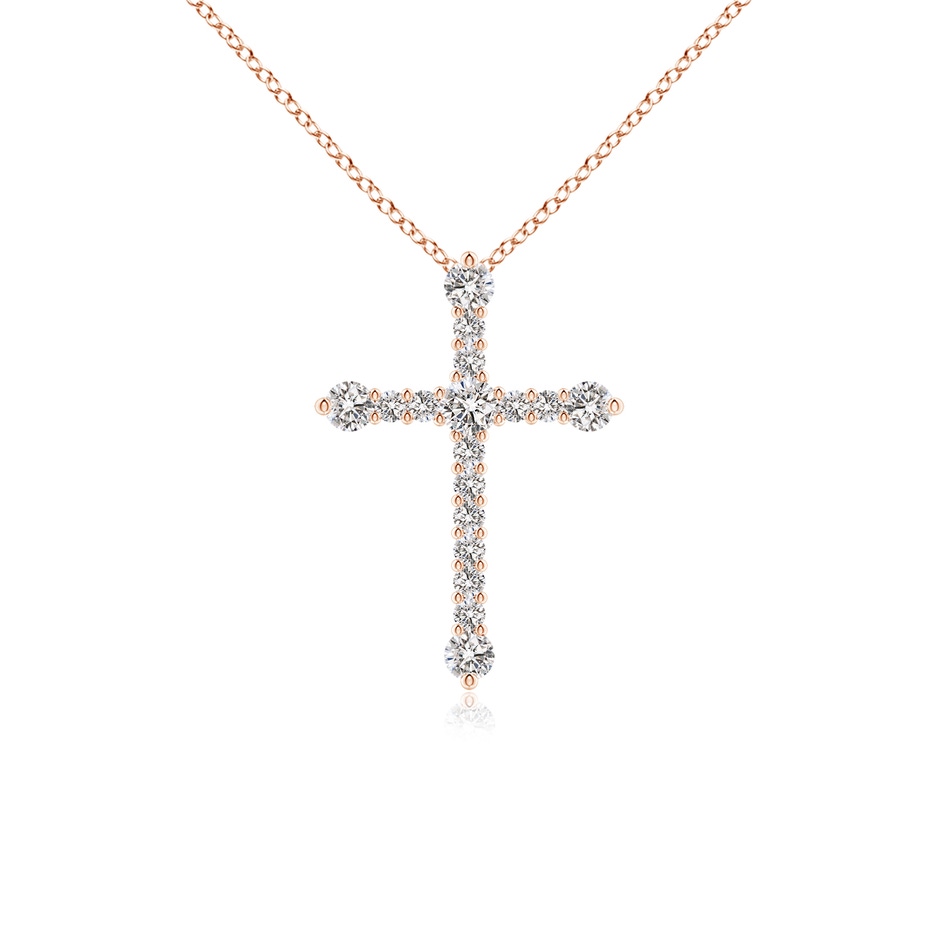 2.4mm IJI1I2 Prong-Set Diamond Budded Cross Pendant in Rose Gold 