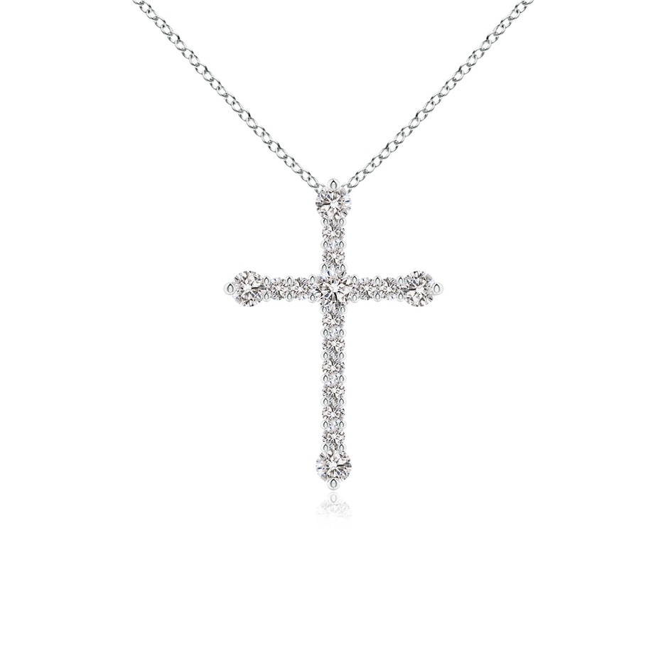 2.4mm IJI1I2 Prong-Set Diamond Budded Cross Pendant in White Gold 